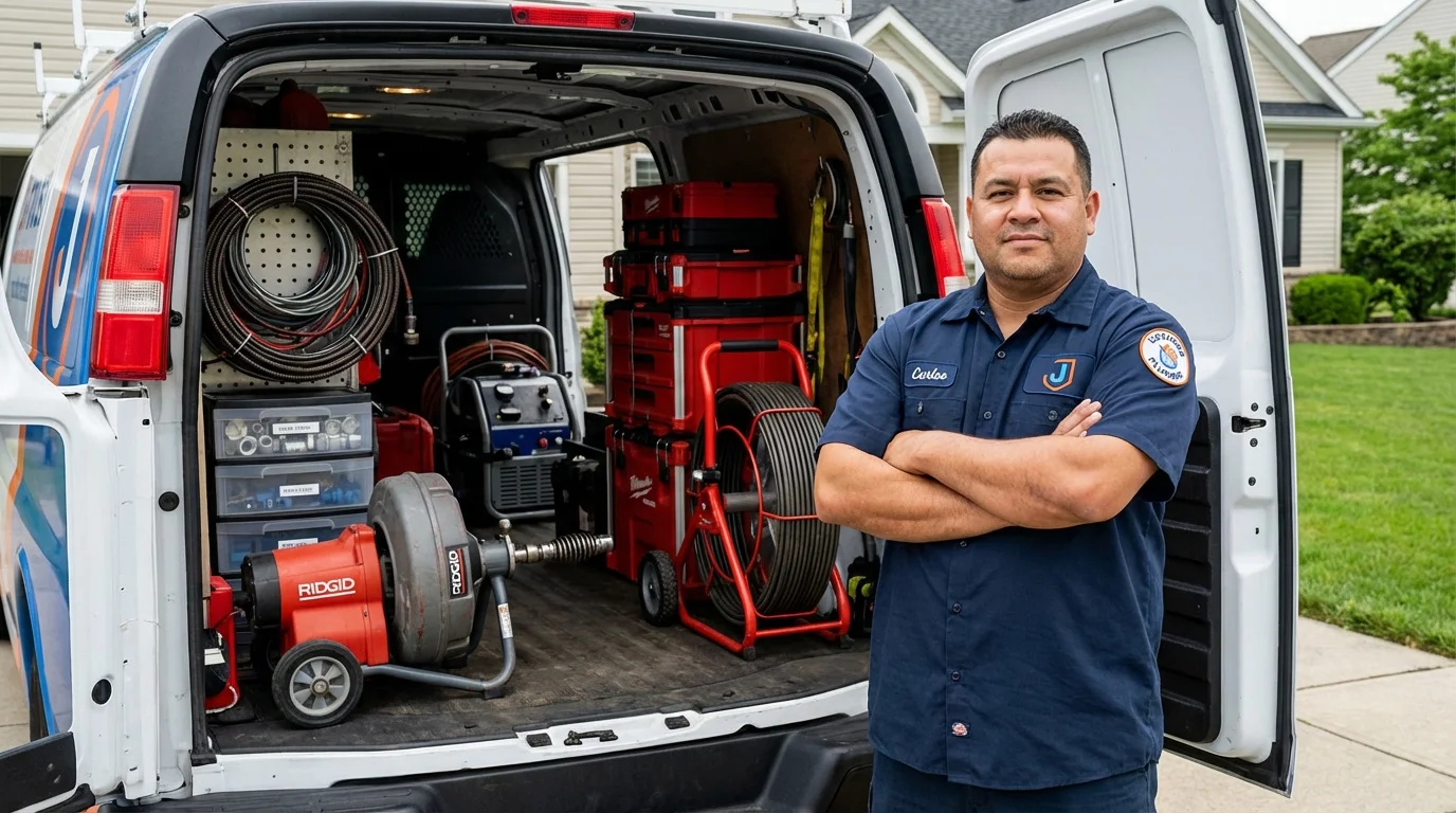 Professional drain cleaning equipment and Johns Plumbing LLC plumber in Ville Platte