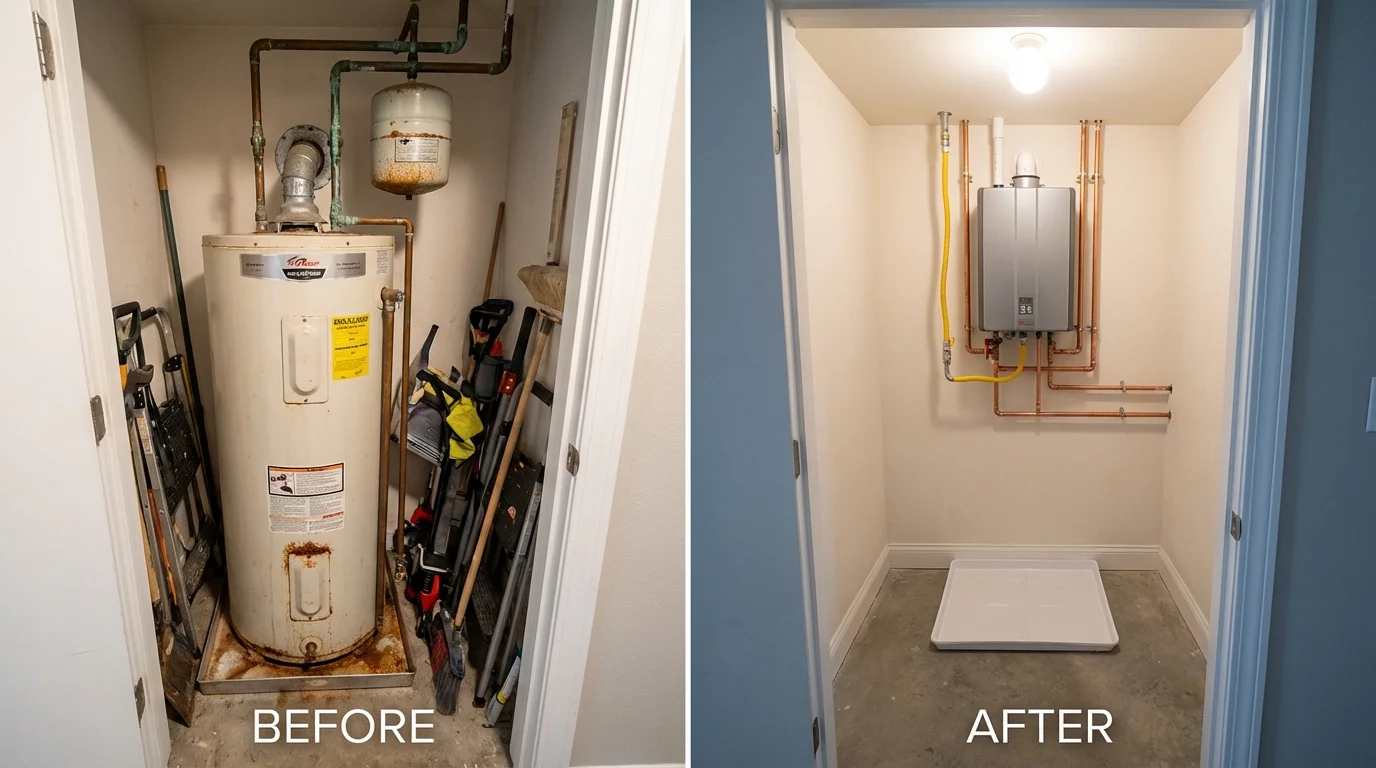 Tank water heater versus wall-mounted tankless unit comparison for Ville Platte, LA homeowners