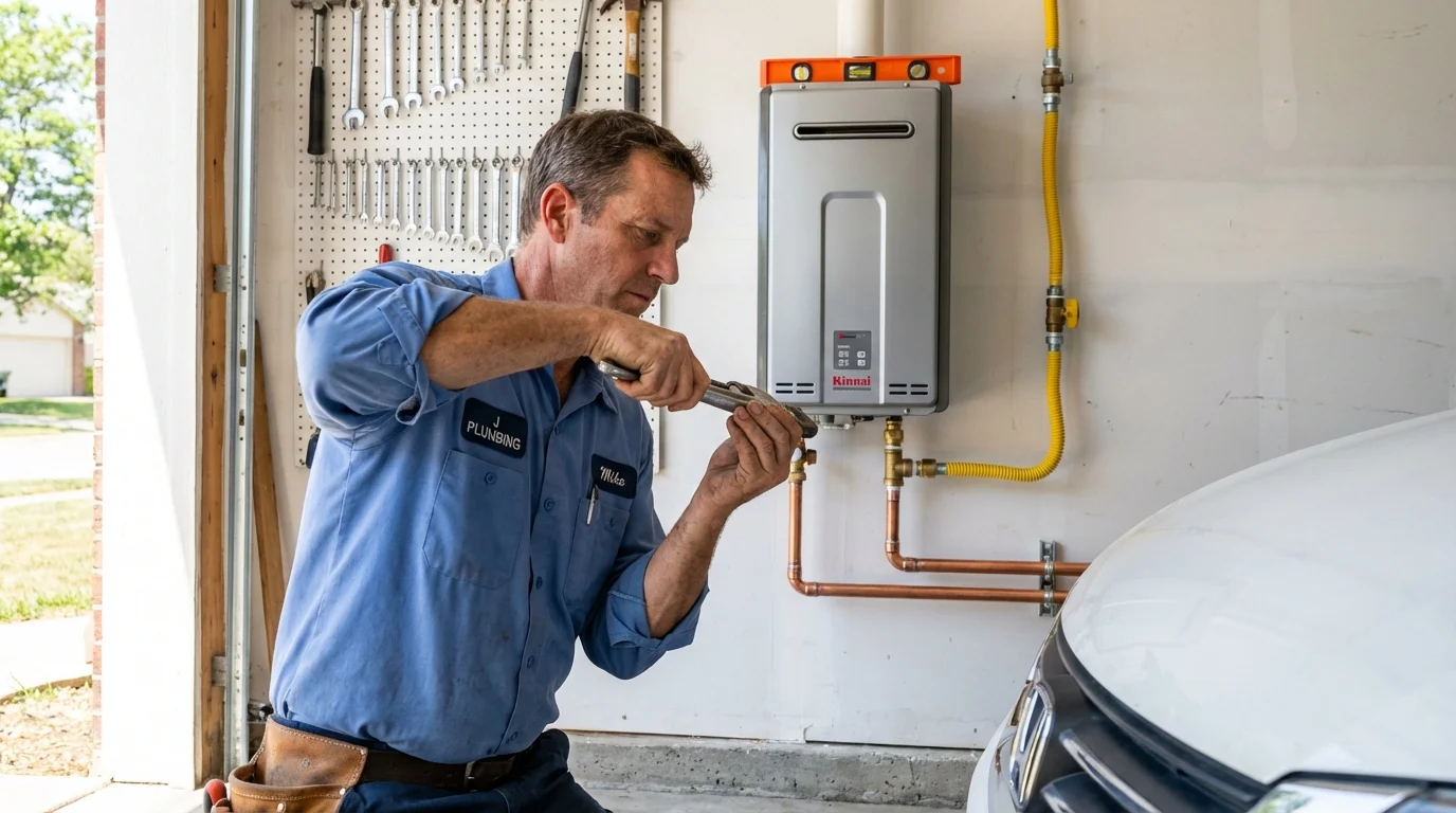 Tankless water heater installation by a Johns Plumbing LLC plumber in Ville Platte